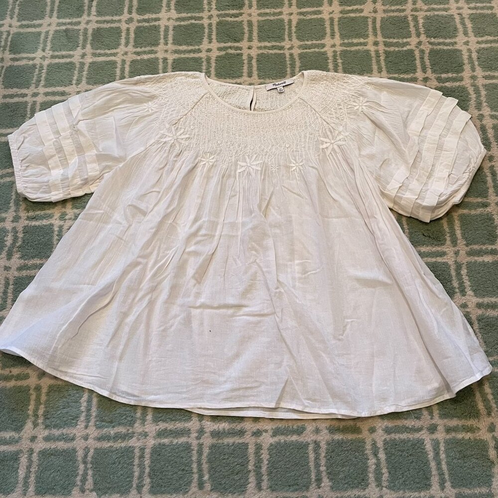 Madewell Embroidered Puff Sleeve Blouse XS